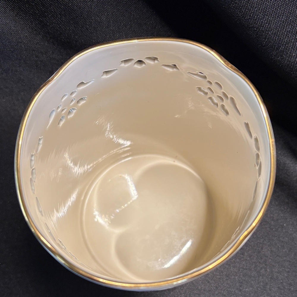 Lenox Floral Candle Holder with Gold Trim - Picture 3 of 5